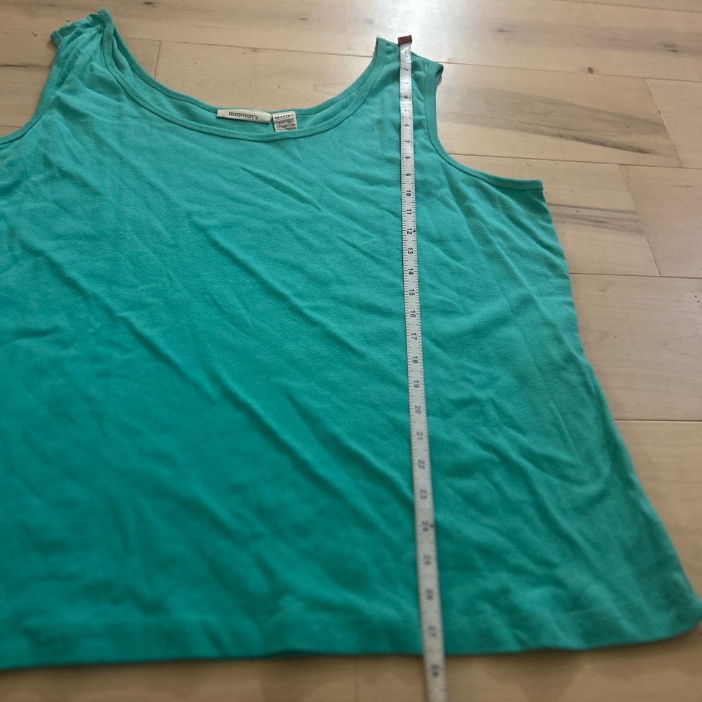 Roaman's 3X Relaxed Pullover Crochet Top And Tank Minty Teal Medallion Cotton - Picture 6 of 10
